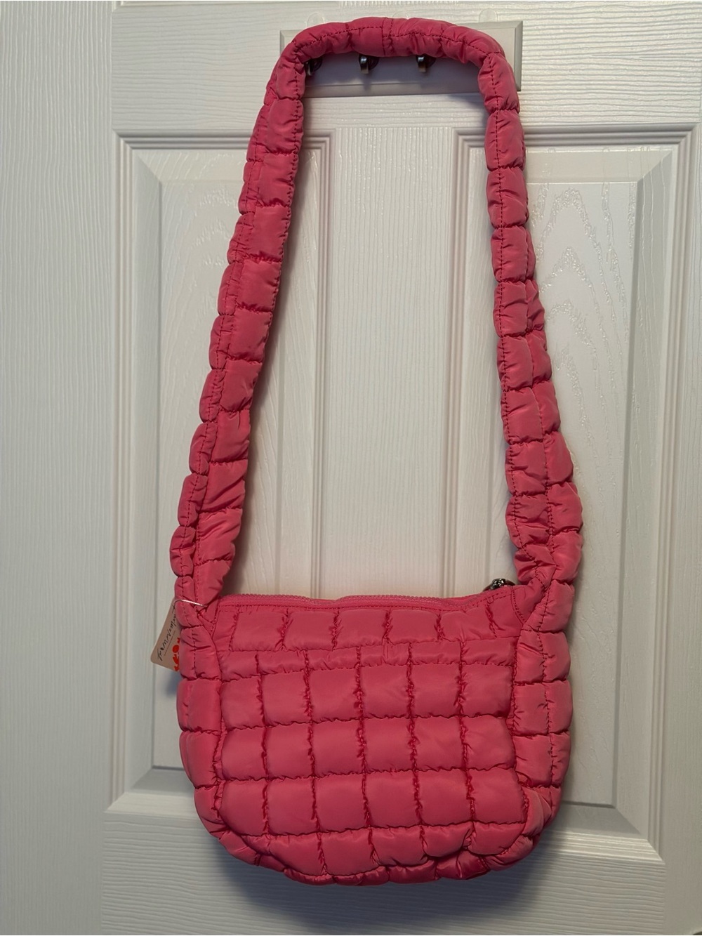 Free People Quilted Hot Pink Puffer Crossbody Bag - Picture 4 of 7